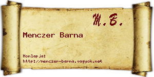 Menczer Barna névjegykártya